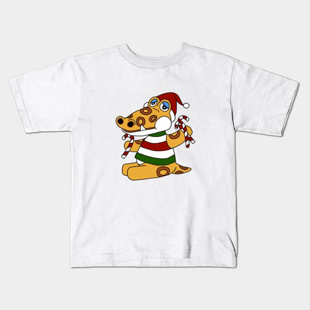 Candy Cane Crazy Alfonso Kids T-Shirt by SpookyCow